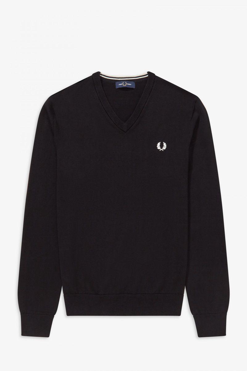 Black Fred Perry Classic V Neck Jumper Men's Knitwear | PH 1292BEXC